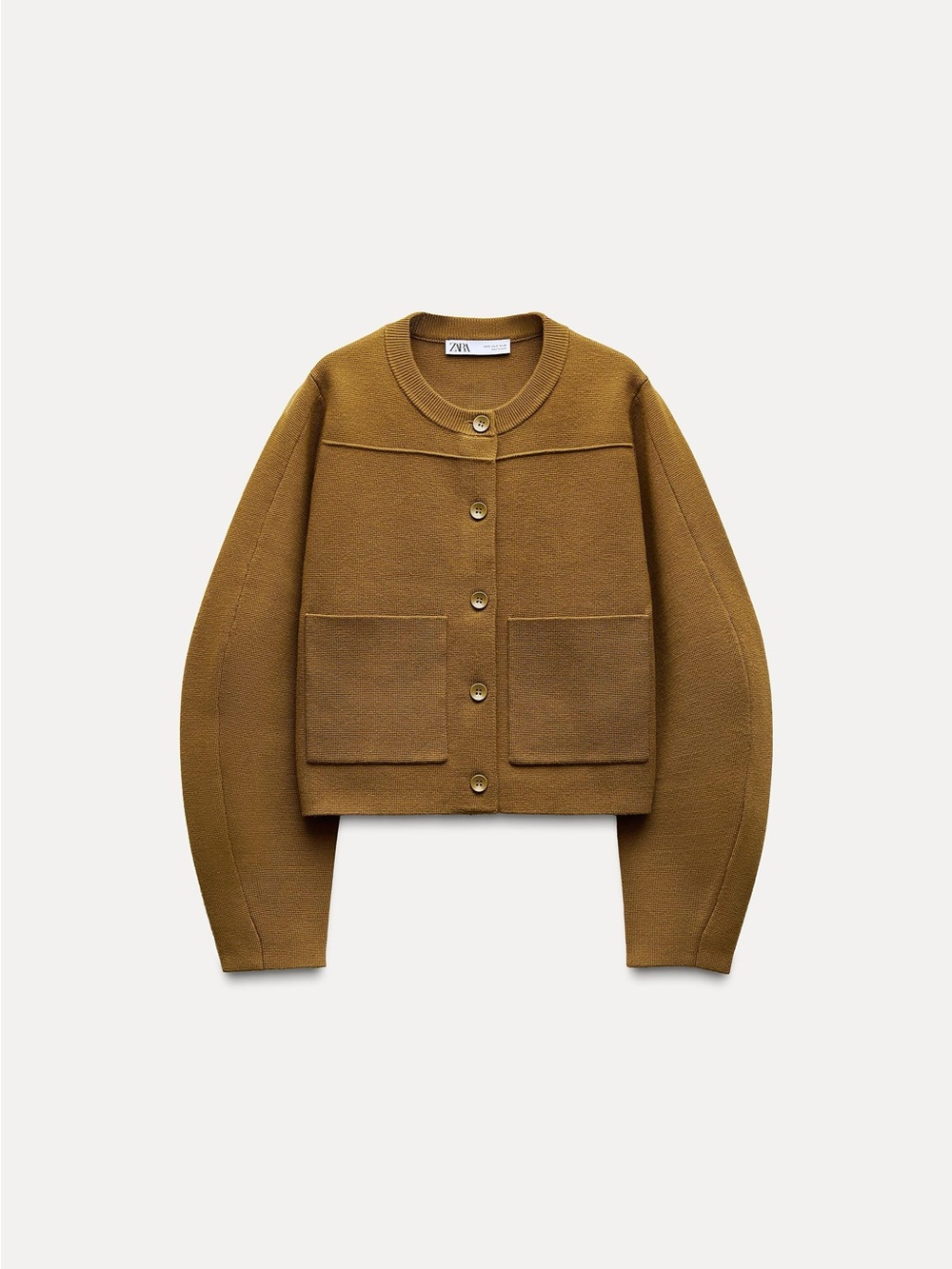 Zara Women's Ochre Boxy Button Cardigan